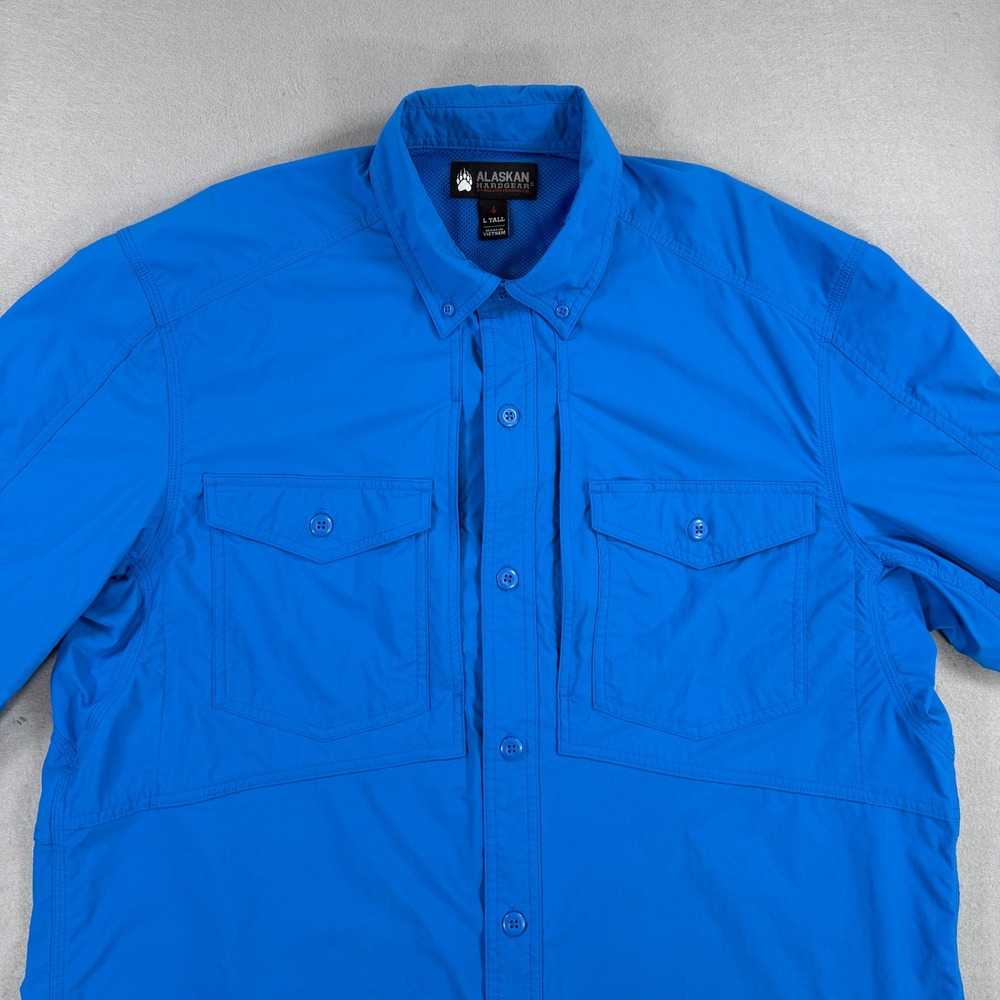 Alaskan Hardgear Duluth Shirt Mens L Tall Blue Long Sleeve Button Up Fishing - Picture 9 of 9
